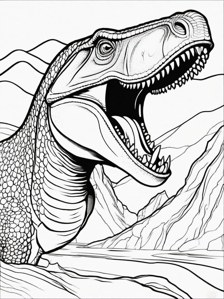 Baryonyx Coloring Pages - Fish-Eating Dinosaur  black outline printable coloring page