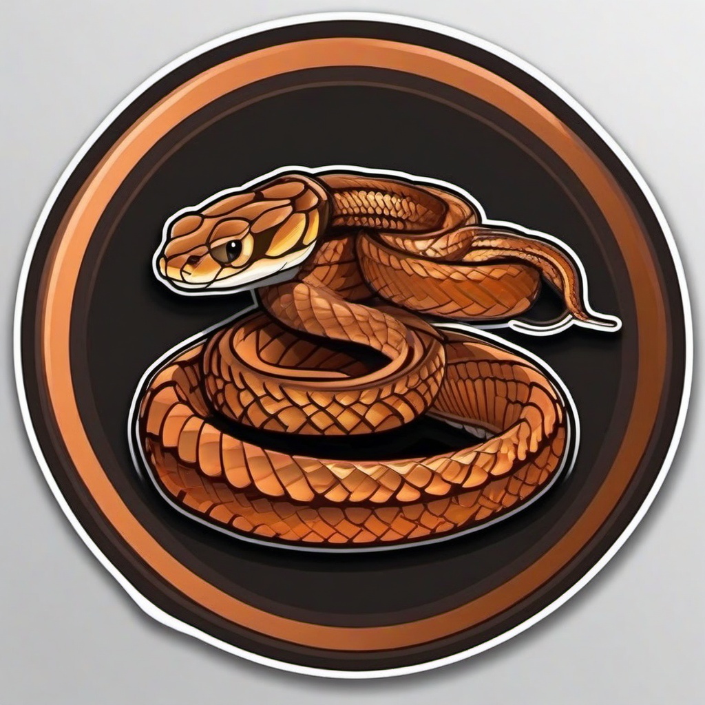 Copperhead cartoon - venomous snake with copper-colored scales  cartoon sticker style