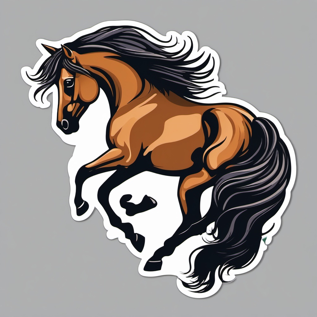 Horse Galloping Sticker - A majestic horse galloping with flowing mane and tail. ,vector color sticker art,minimal