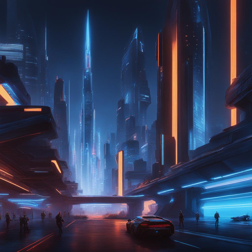 blue archive - engages in tactical warfare on a futuristic, neon-lit cityscape. 