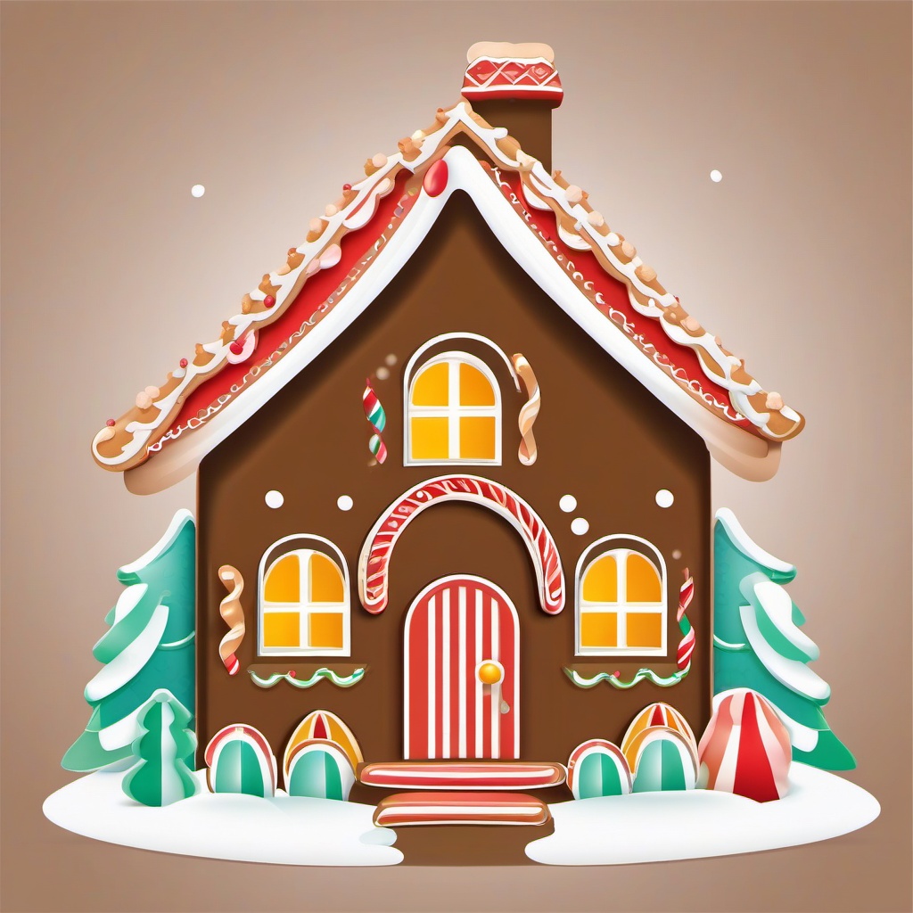 Gingerbread House clipart - gingerbread house with a sugar path  color,minimalist,vector clipart