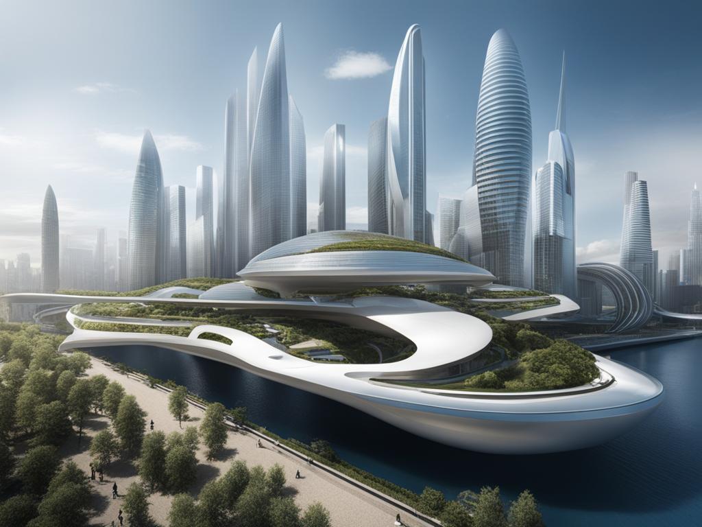 city of the future - sketch a visionary city of the future with advanced technology and sustainability. 