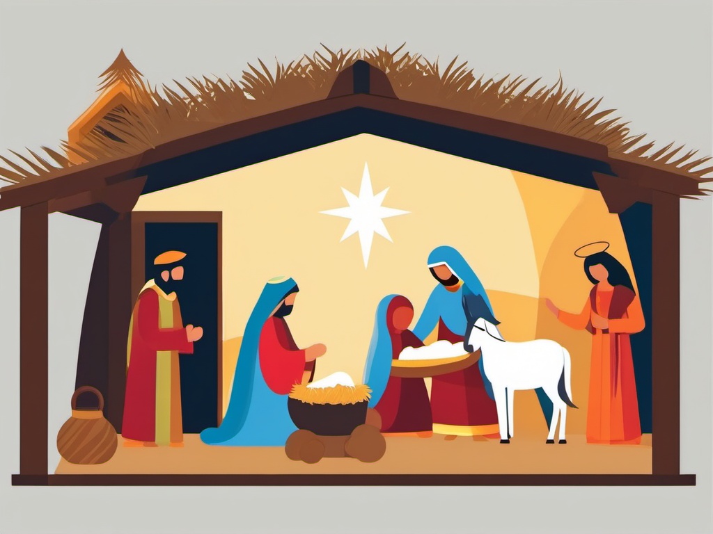 Clip Art of the Nativity,Creating a nativity scene illustration with clip art of the Nativity  simple, 2d flat