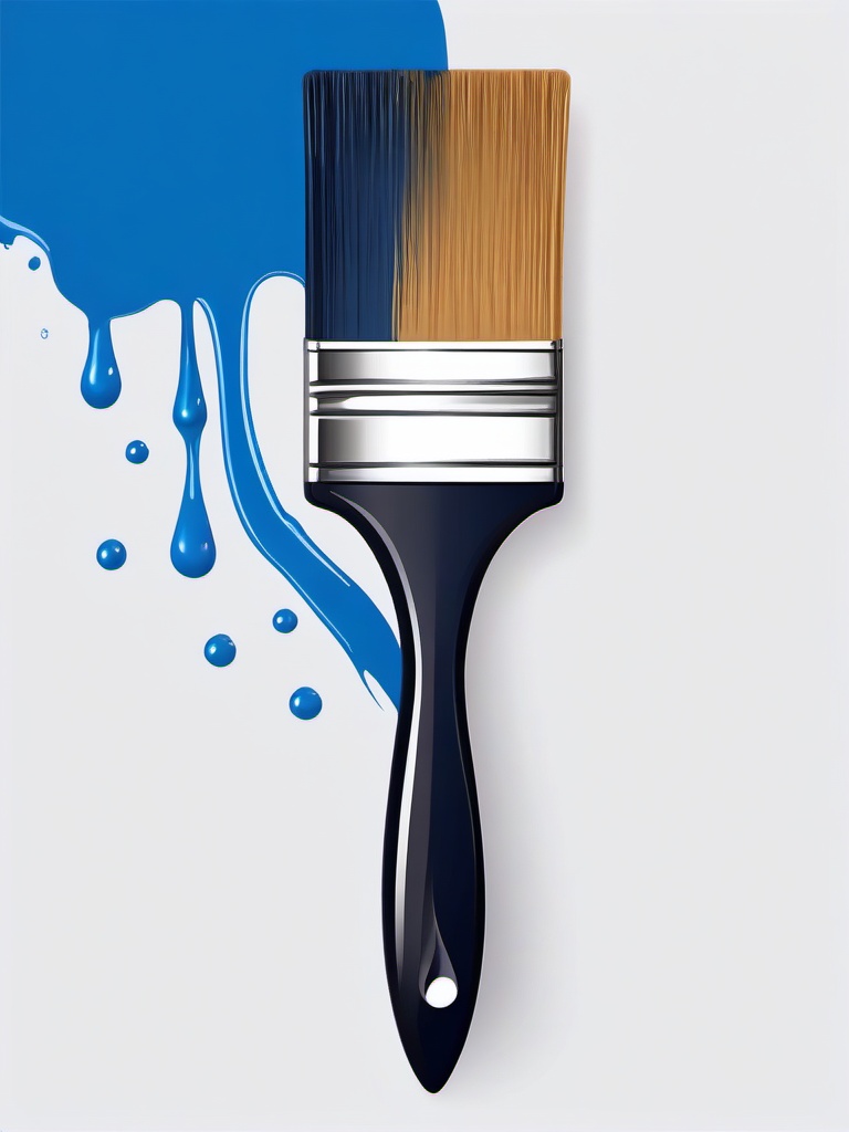 Paint Brush clipart - paintbrush dripping with blue paint  color,minimalist,vector clipart