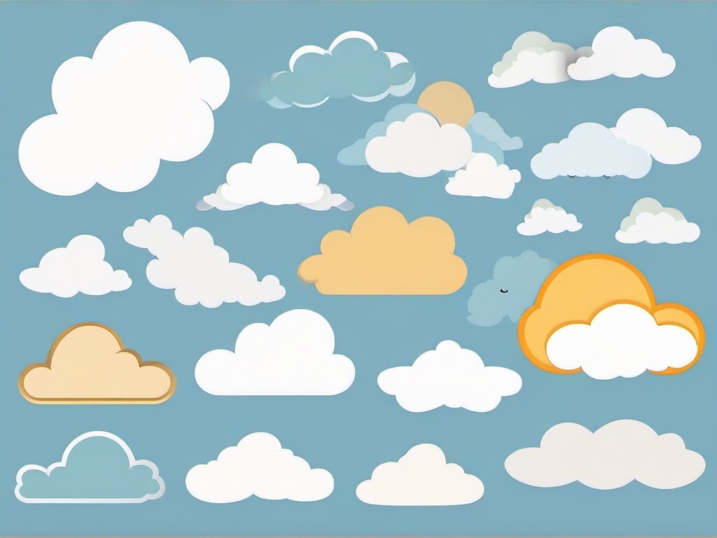 Cloud clipart - cartoon clouds with faces  