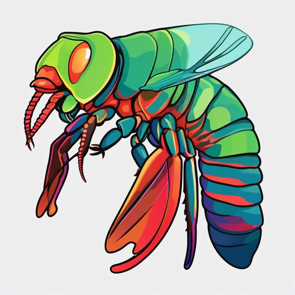 Mantis Shrimp Clip Art - A mantis shrimp with vibrant colors,  color vector clipart, minimal style