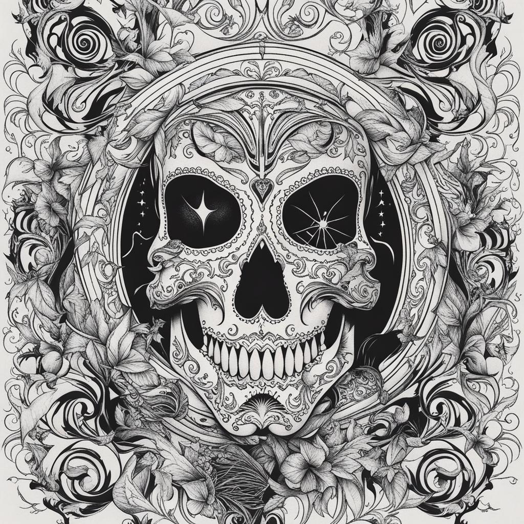 halloween tattoos black and white design 