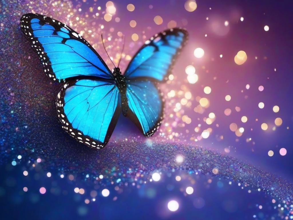 Blue Butterfly Glitter Wallpaper  