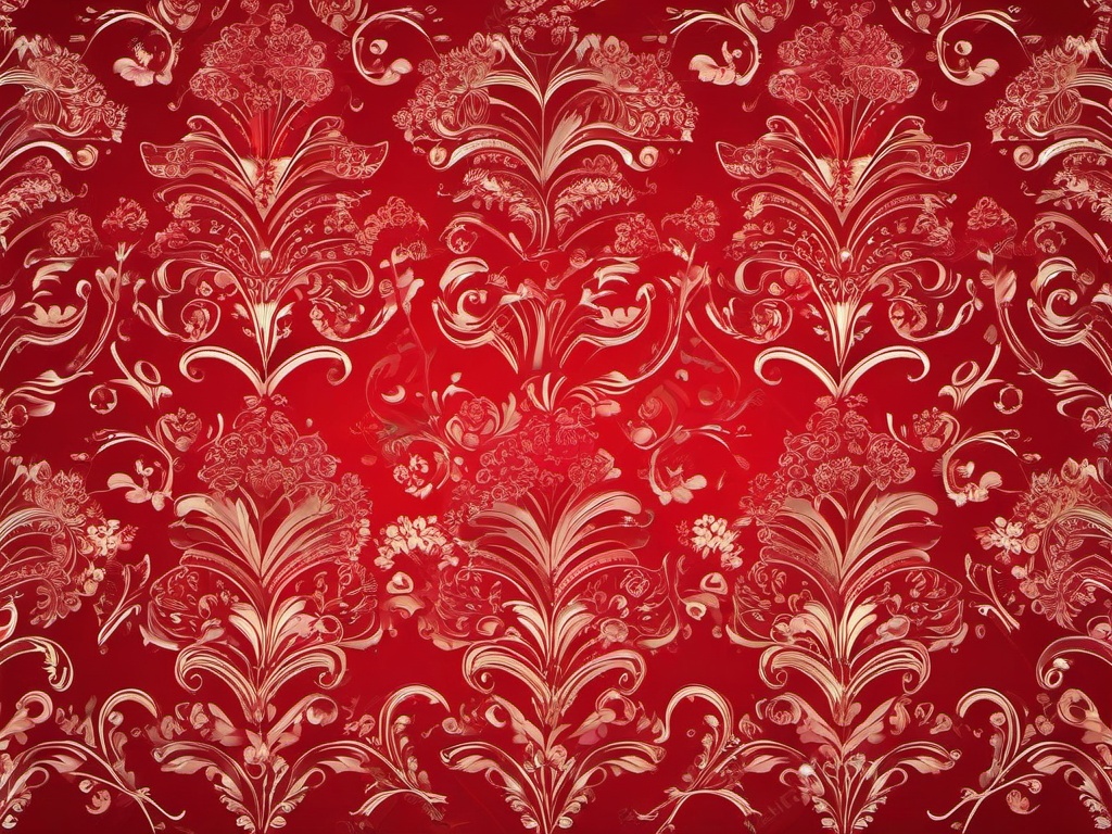 Wallpaper Red Heart-Rich background with a heart made of delicate floral patterns in red  background wallpaper