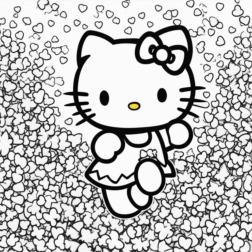 hello kitty coloring pages - hello kitty dances under a shower of confetti at a party. 