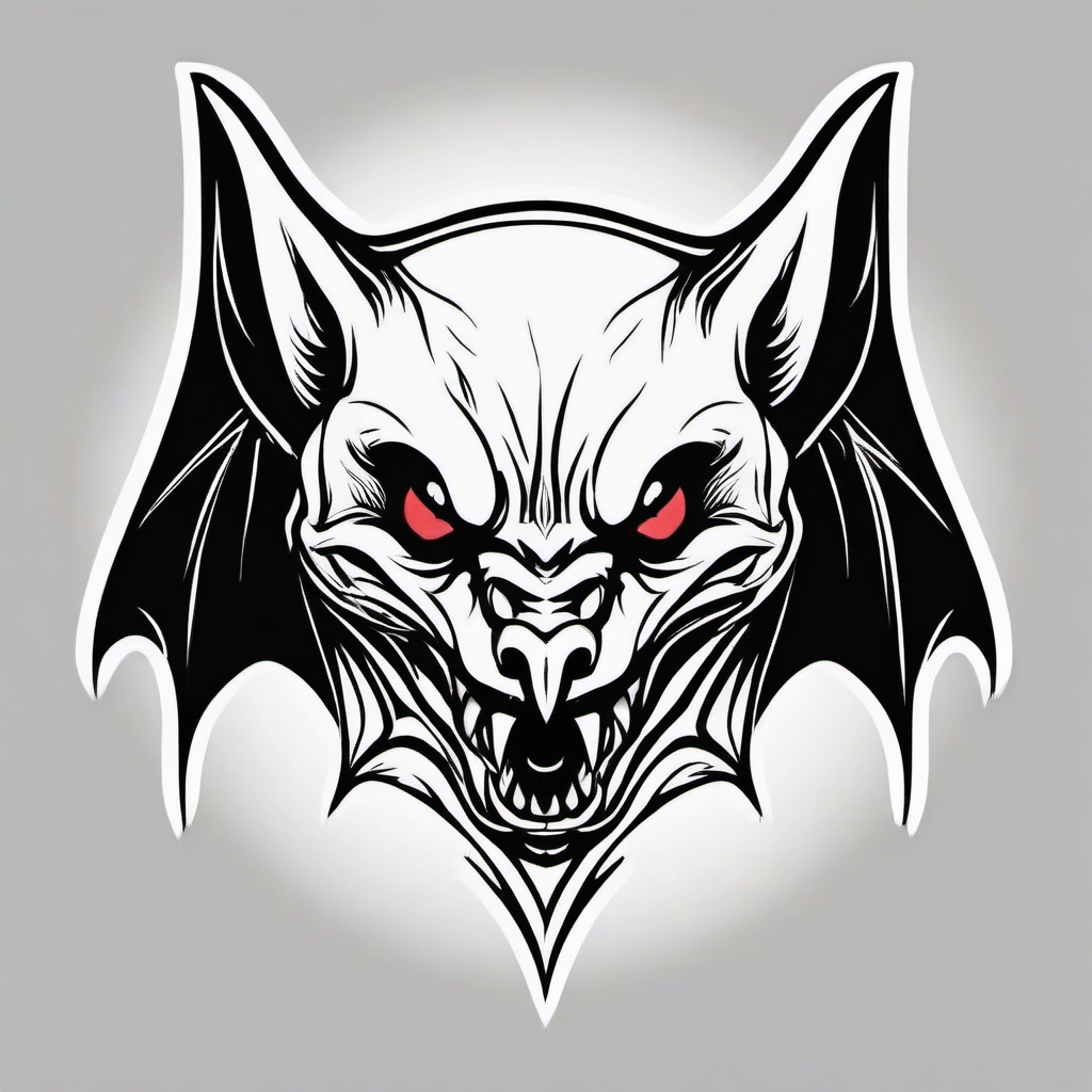 Vampire Bat Tattoo-Dark and gothic representation of a vampire bat in a tattoo design.  simple color tattoo,white background