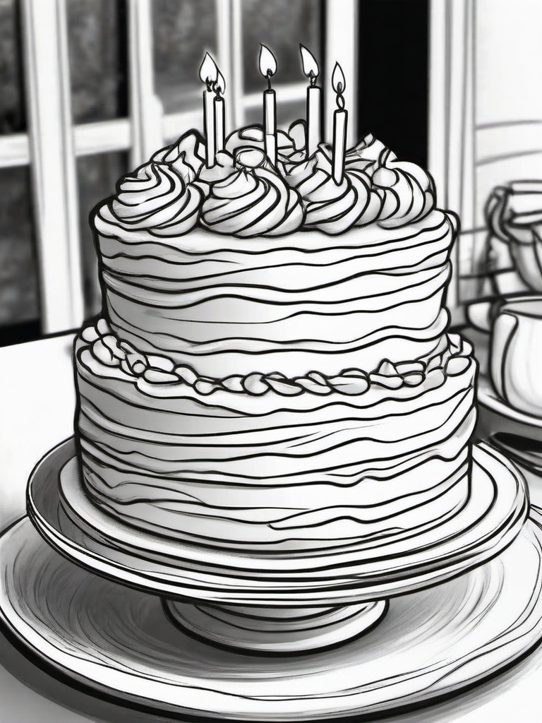 Cake Coloring Pages - Cinnamon streusel cake slice  simple coloring pages