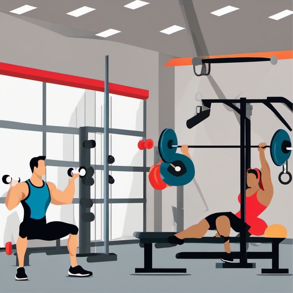 Gym clipart - gym with weights and barbells  clipart