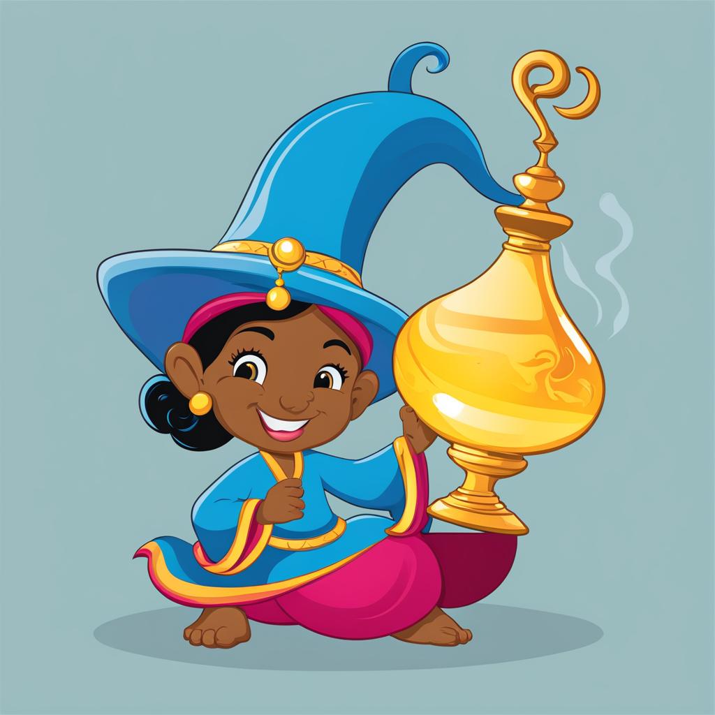 genie clipart - a magical genie emerging from a lamp. 