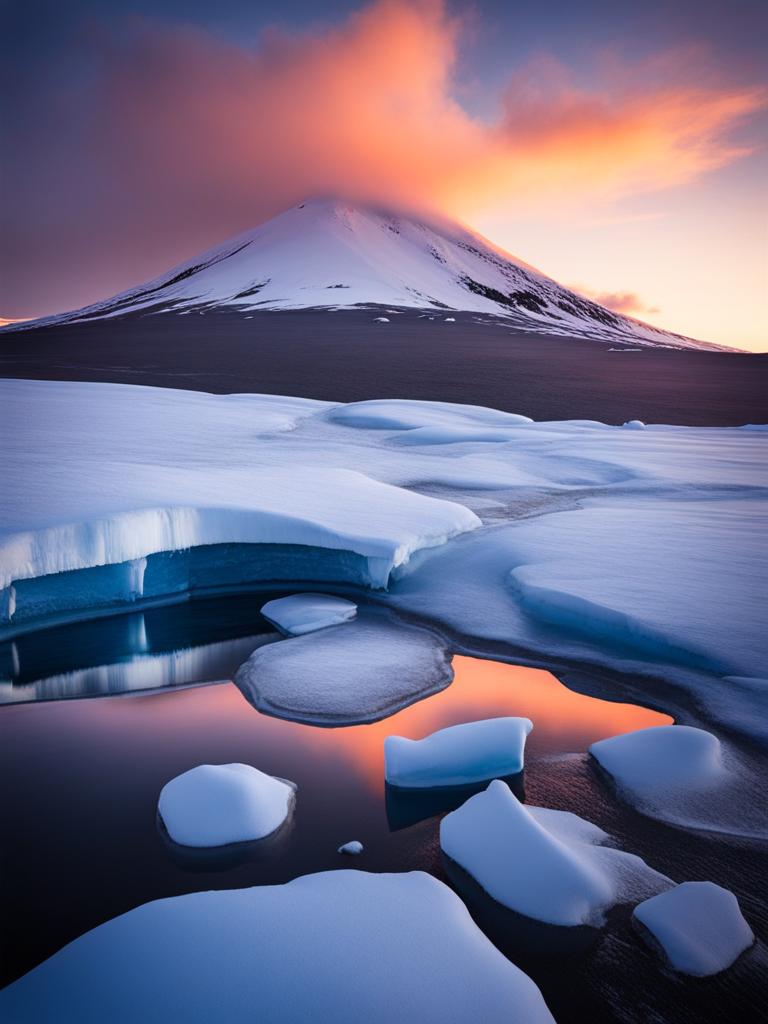 mount erebus, antarctica - explores the icy landscapes and active volcano of the frozen continent. 