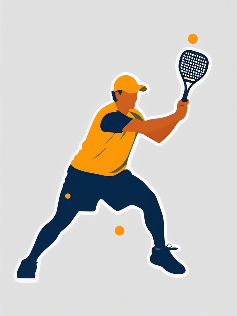 Pickleball clipart - player making a backhand stroke in pickleball  color,minimalist,vector clipart