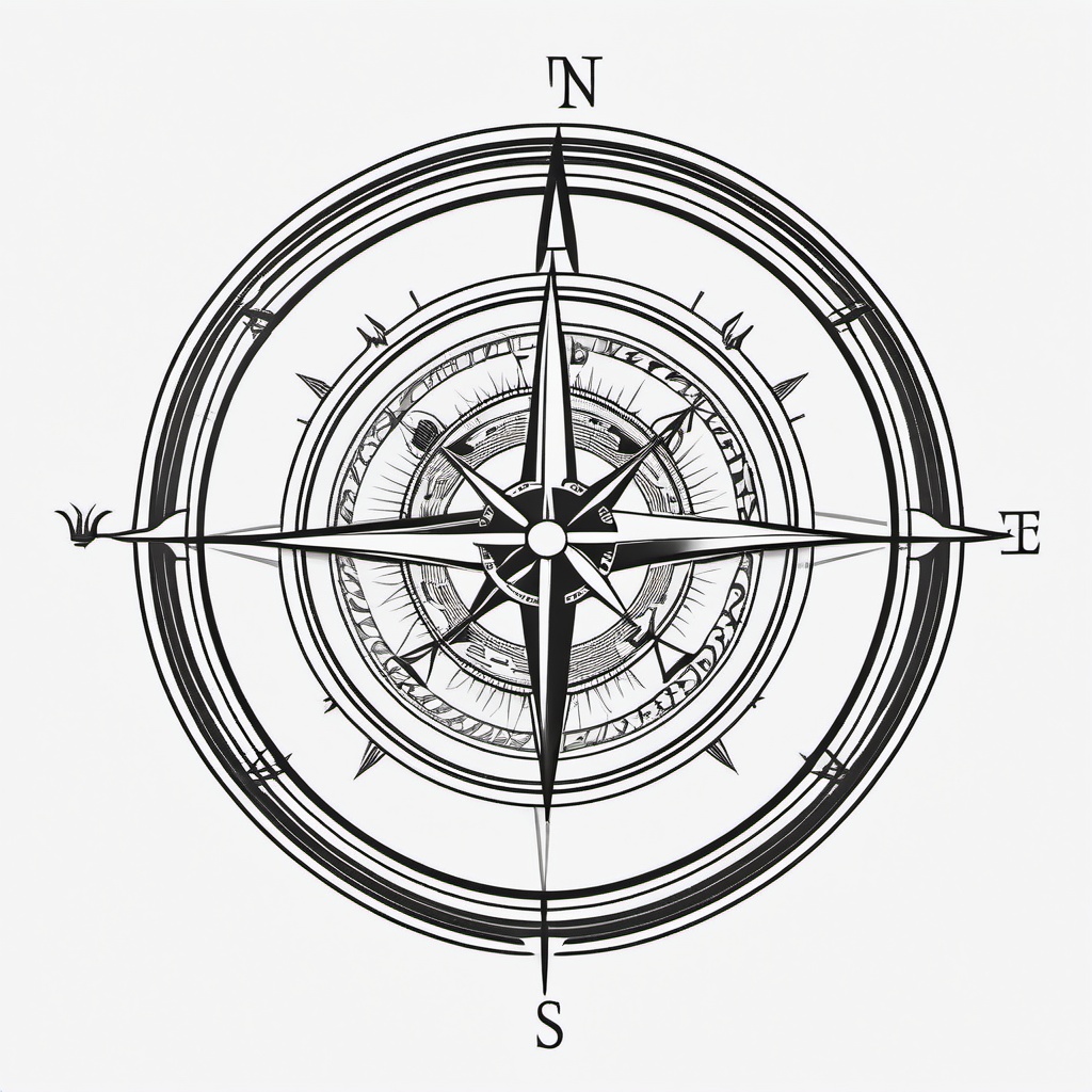 Christian Compass Tattoo - Compass tattoo with Christian symbolism.  simple vector tattoo,minimalist,white background