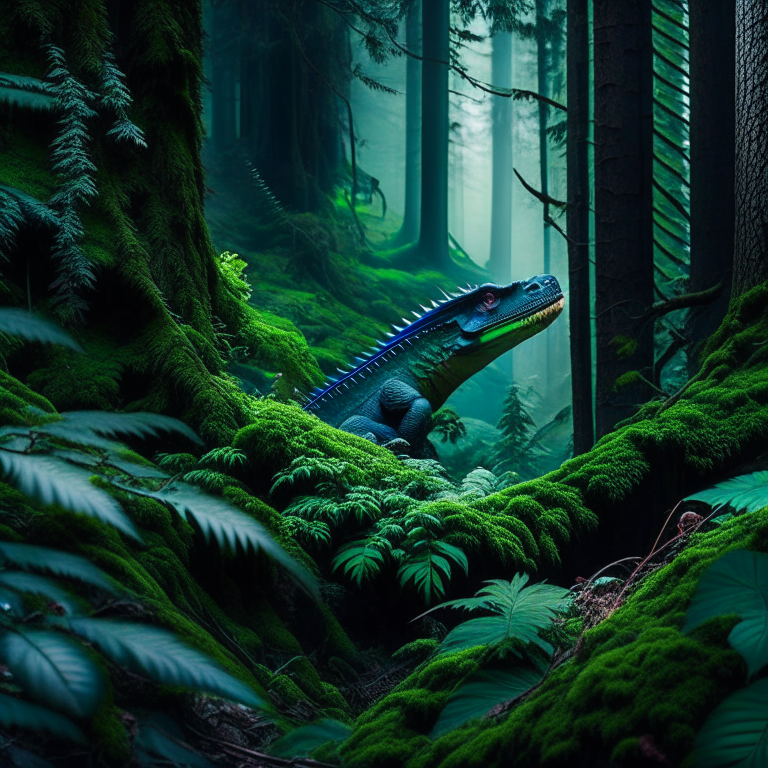 basilisks slithering stealthily through the mystical black forest in germany. 