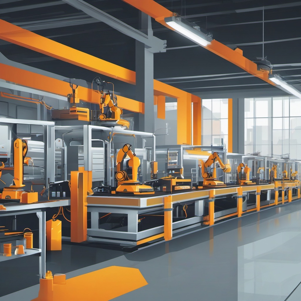 Robot Manufacturing Facility clipart - Robot manufacturing facility, ,vector color clipart,minimal