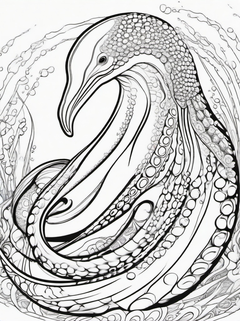 Octopus Coloring Pages - Octopus with a dolphin  simple coloring pages