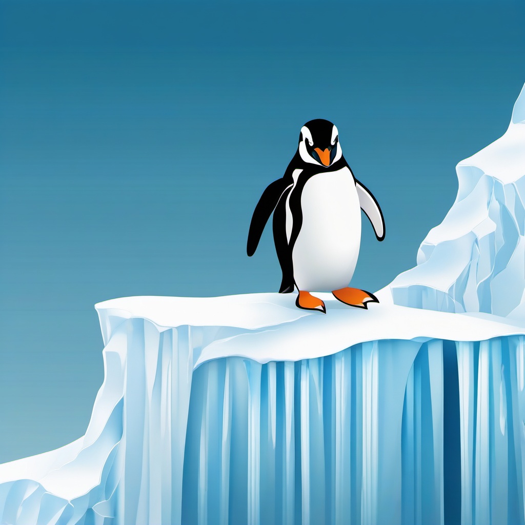 Penguin Clipart on an Iceberg,Charming penguin on an iceberg, representing resilience and adaptability. 