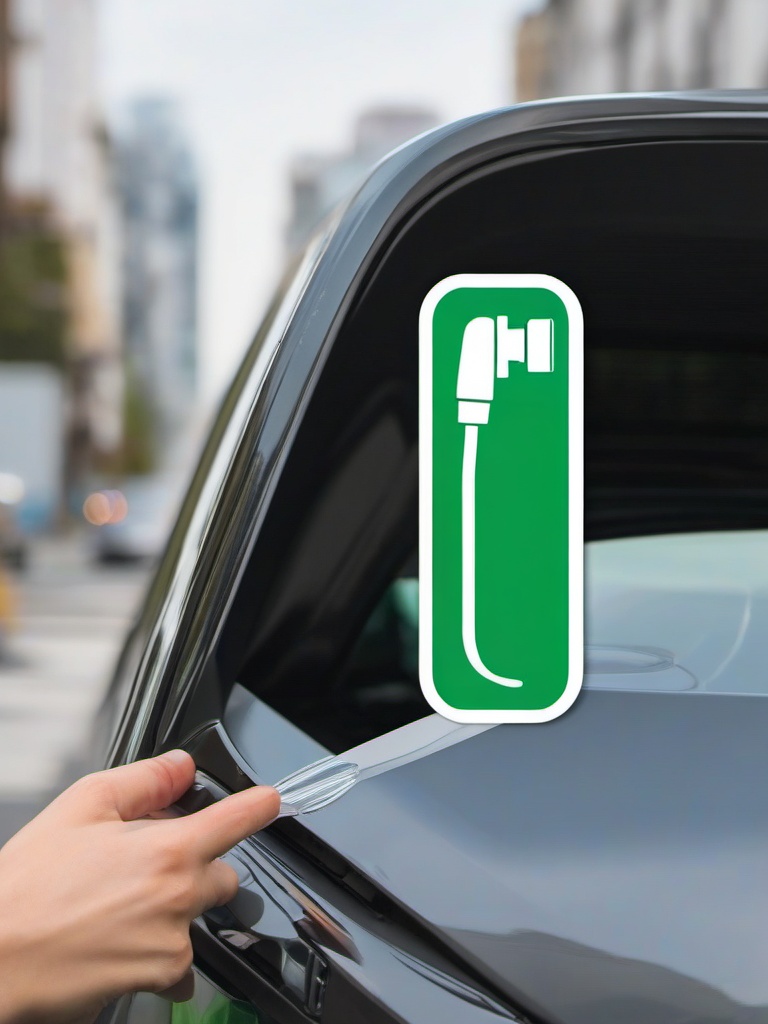 Hybrid Car Plug Sticker - Eco-conscious commute, ,vector color sticker art,minimal