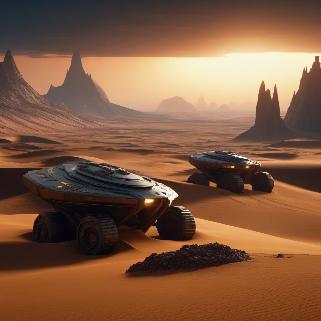 On a distant planet, explorers uncover the remains of a colossal alien civilization buried beneath the sands.  8k, hyper realistic, cinematic