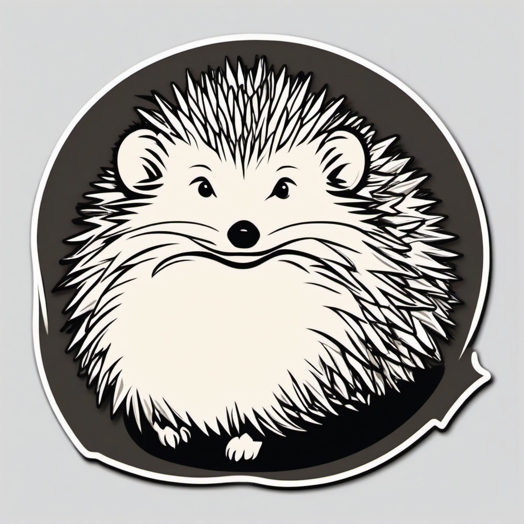 Hedgehog Sticker - A spiky hedgehog curled into a ball. ,vector color sticker art,minimal