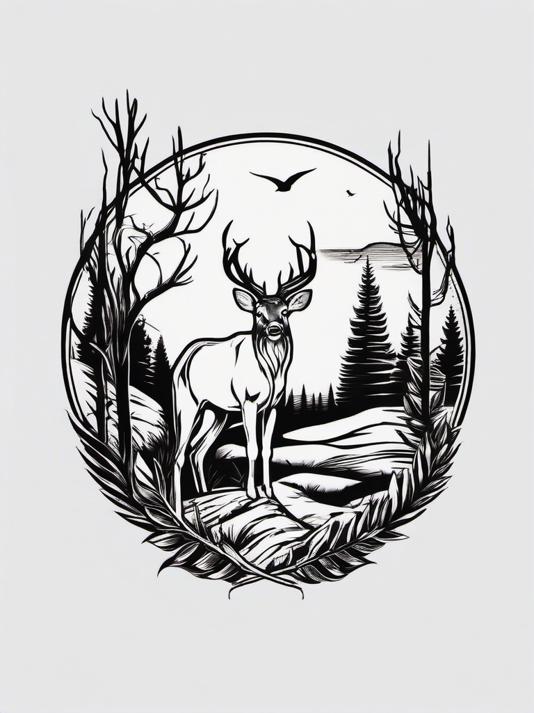 hunting tattoos small  simple color tattoo,minimal,white background