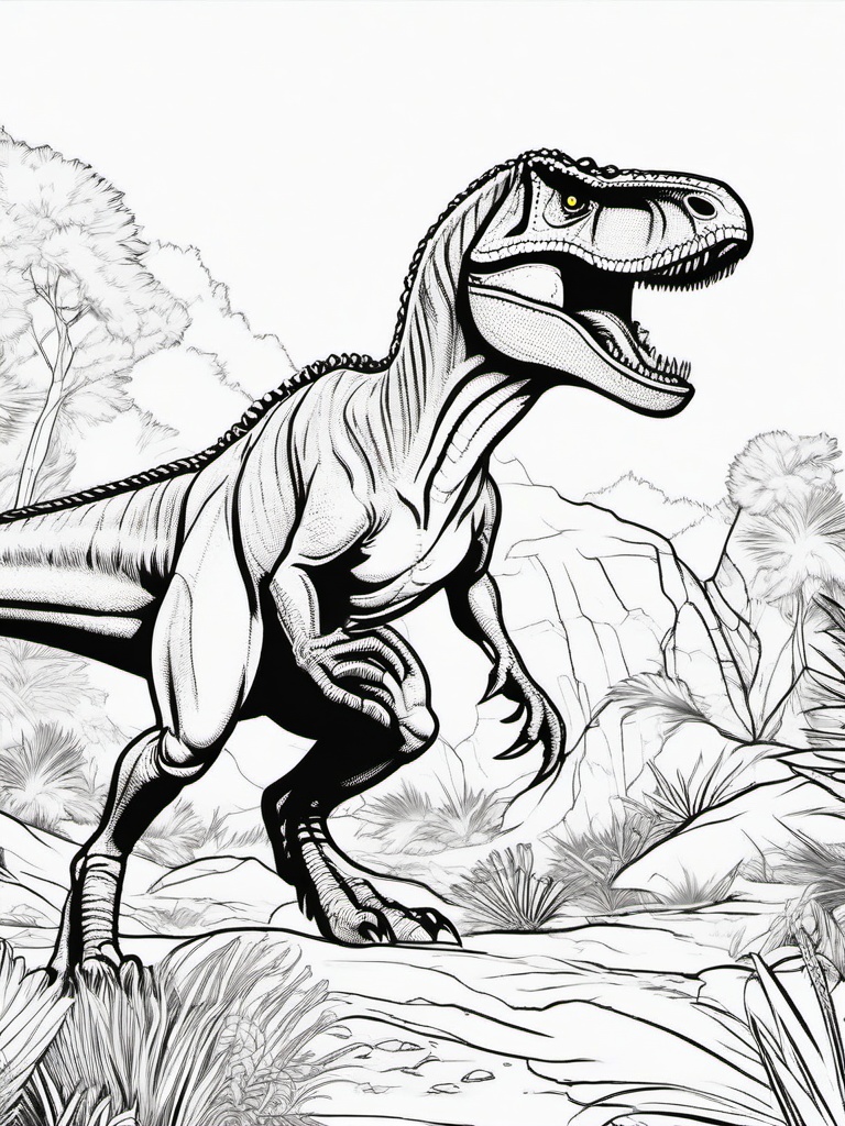 Allosaurus Coloring Pages - Fierce Jurassic Hunter  black outline printable coloring page