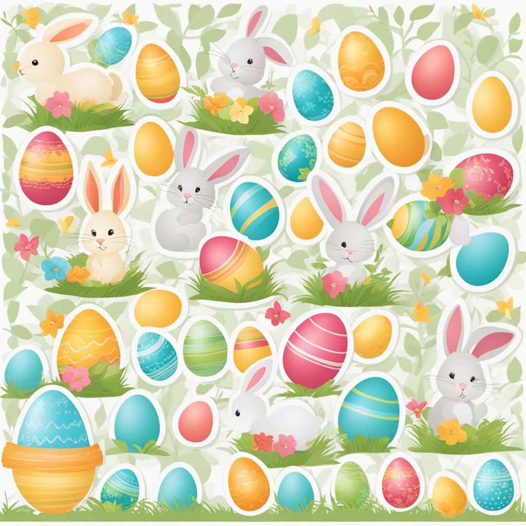 easter clipart - brimming with colorful eggs and bunnies. 