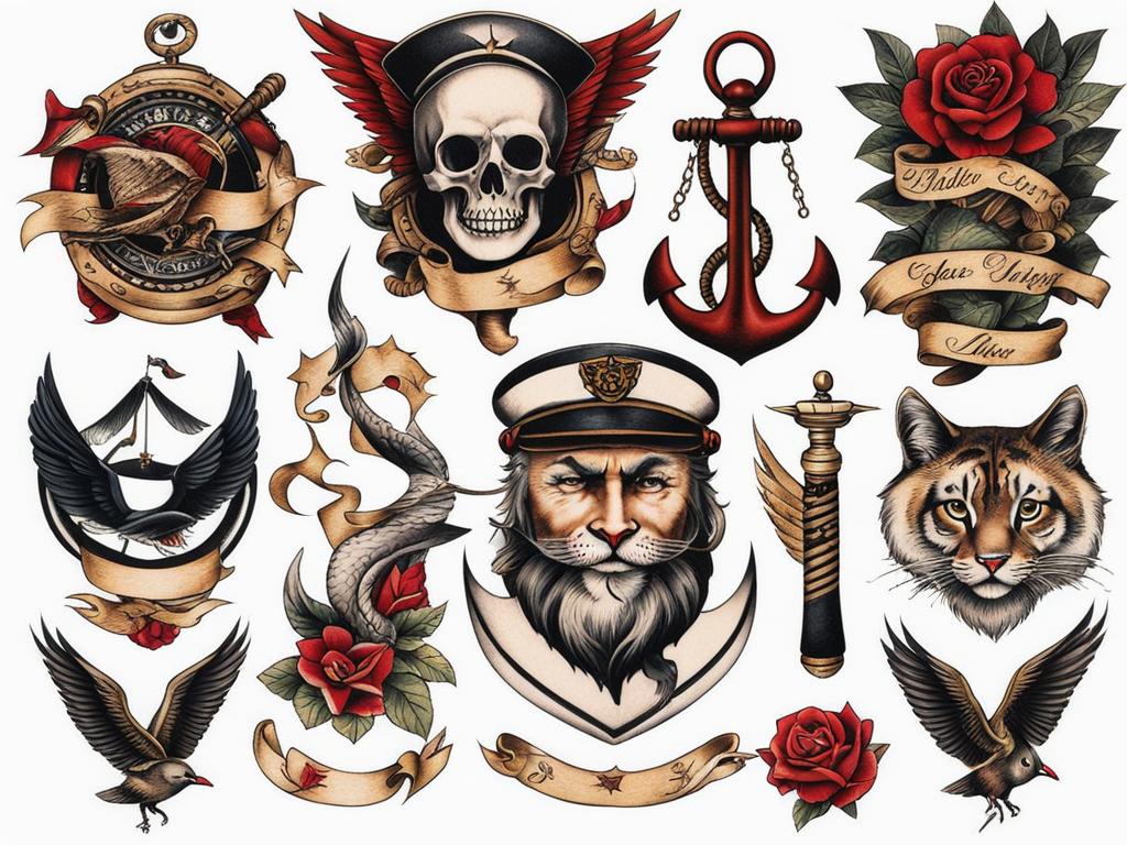 sailor jerry tattoos no skin,white background