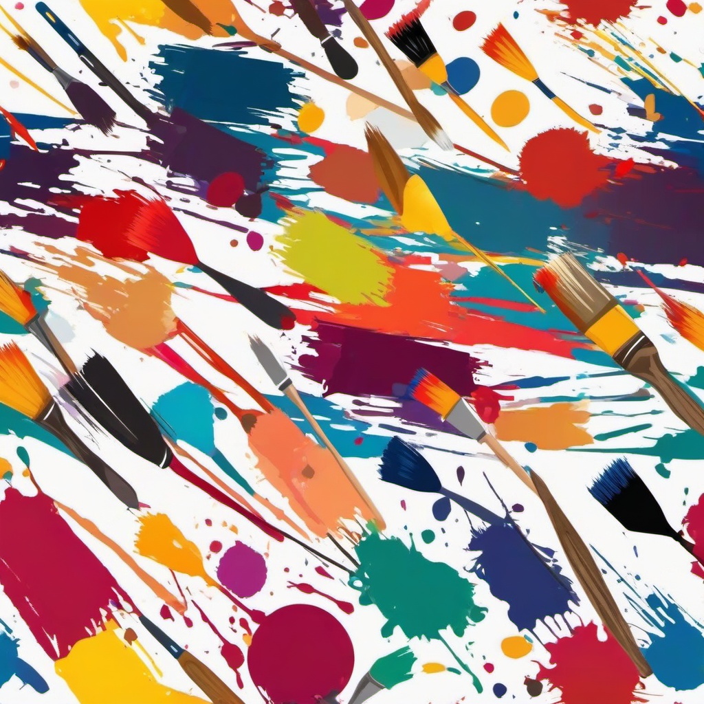 Paint Brush clipart - paintbrush making a splatter of bright colors  color,minimalist,vector clipart