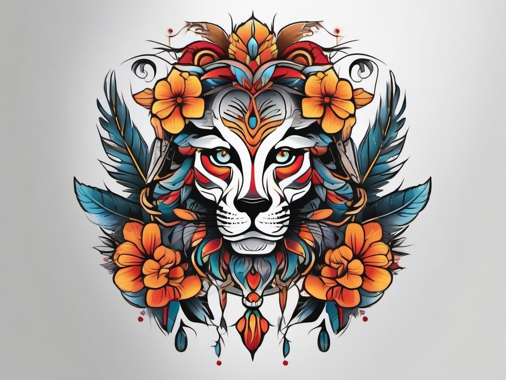 Neo-traditional tattoo: Vibrant and contemporary designs with a nod to traditional tattoo art.  color tattoo style, minimalist, white background