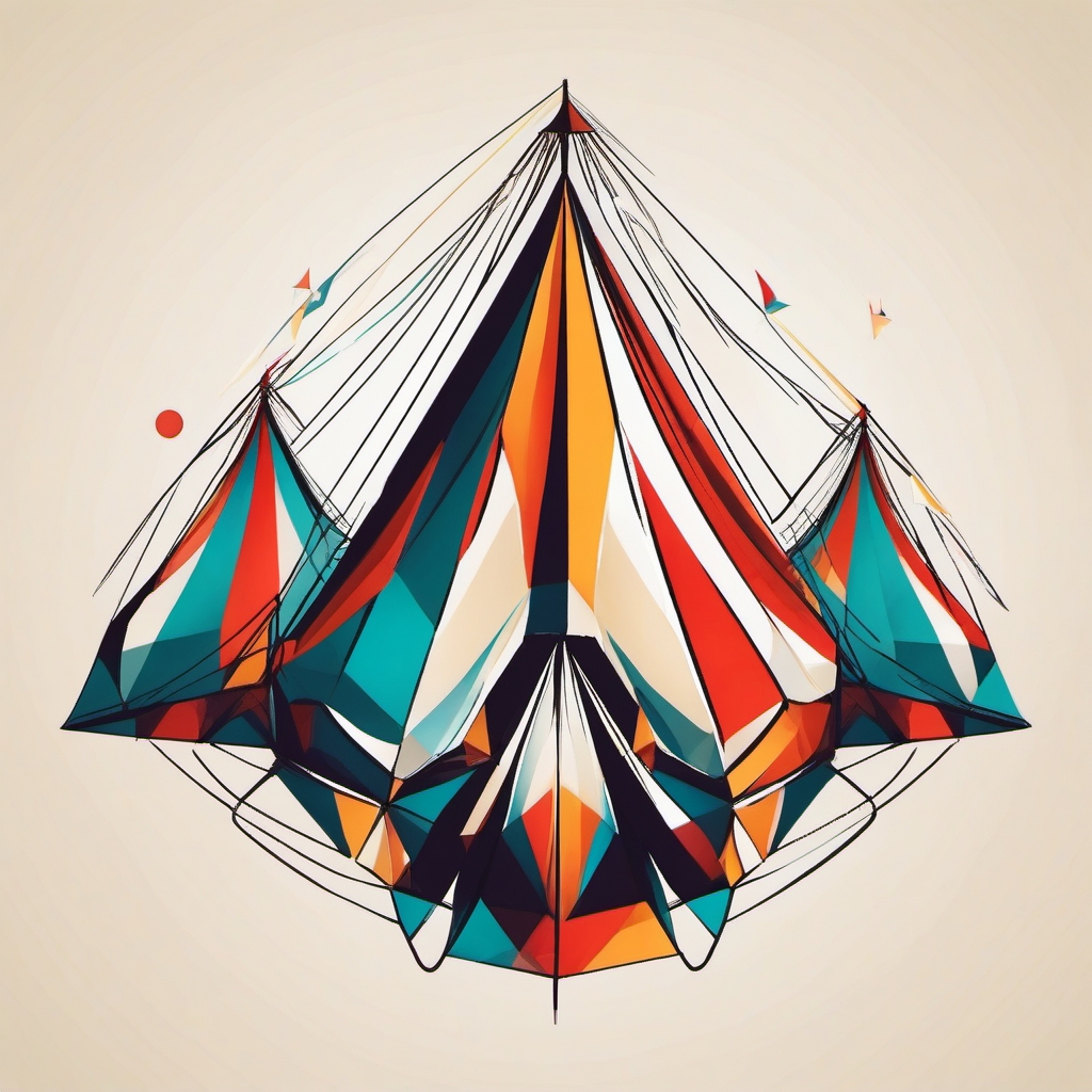 Abstract circus tent ink: Geometric wonders holding the magic within.  simple color tattoo style