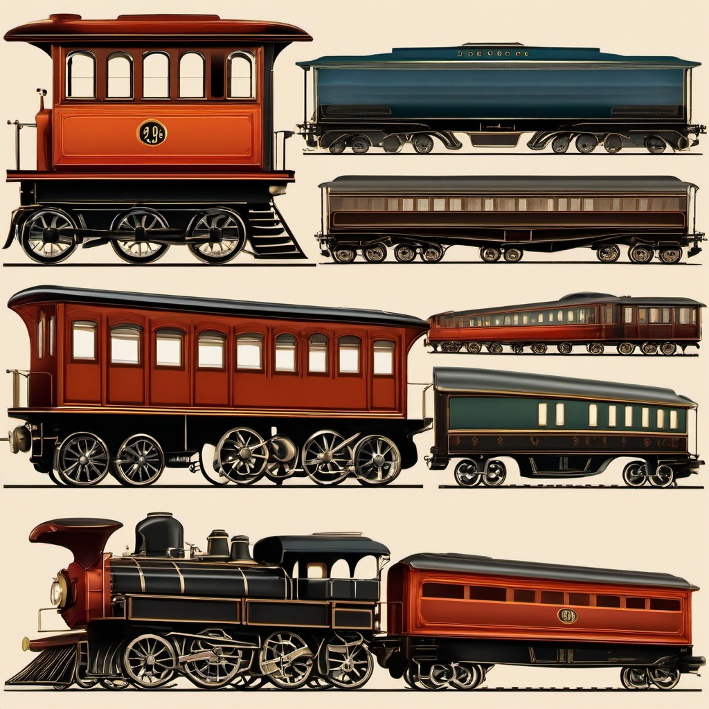 Train clipart - vintage train with an old-fashioned design  