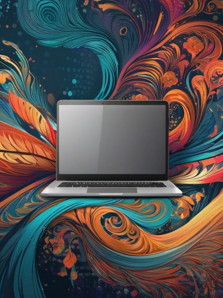 Wallpaper for Laptop - Inspiring Laptop Workspace, Productivity Oasis  intricate patterns, splash art, wallpaper art