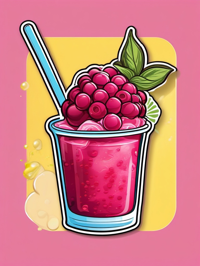 Raspberry Lemonade Sorbet sticker- Refreshing raspberry sorbet infused with zesty lemonade. A light and fruity frozen dessert to beat the summer heat., , color sticker vector art