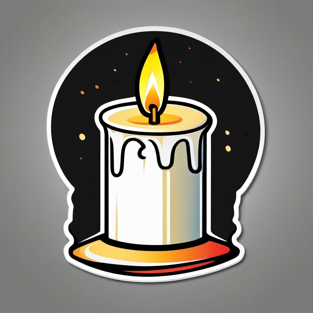 Candle Sticker - Burning candle for ambiance, ,vector color sticker art,minimal