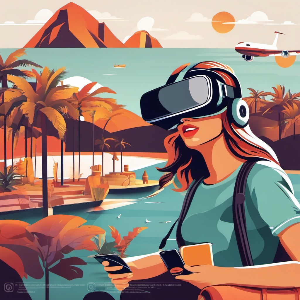 VR Travel Experiences and Exploration clipart - VR travel experiences, ,vector color clipart,minimal