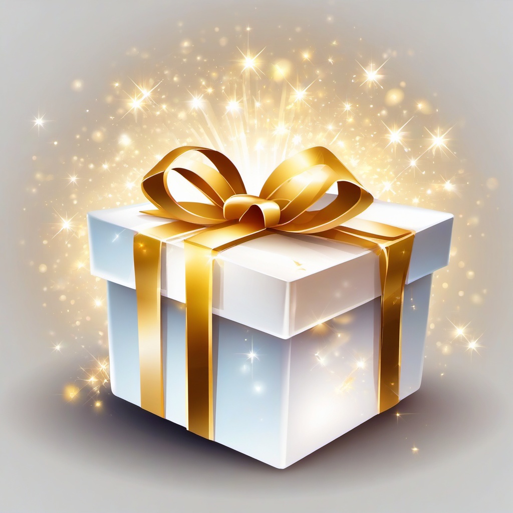 Gift with sparkles around the box clipart.  vector style illustration, white background