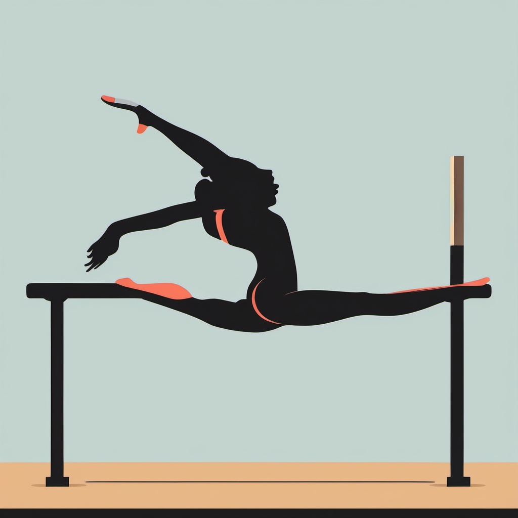 Gymnast on Balance Beam Clipart - A gymnast performing on a balance beam.  color vector clipart, minimal style