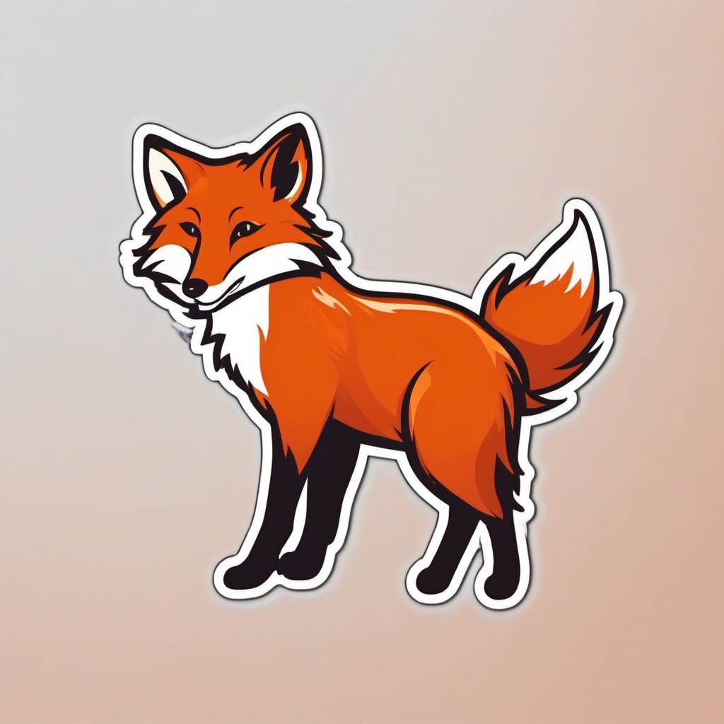 Red Fox Sticker - A sleek red fox with a bushy tail, ,vector color sticker art,minimal