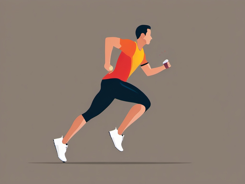 Runner clipart - runner grabbing a water bottle mid-run  color,minimalist,vector clipart