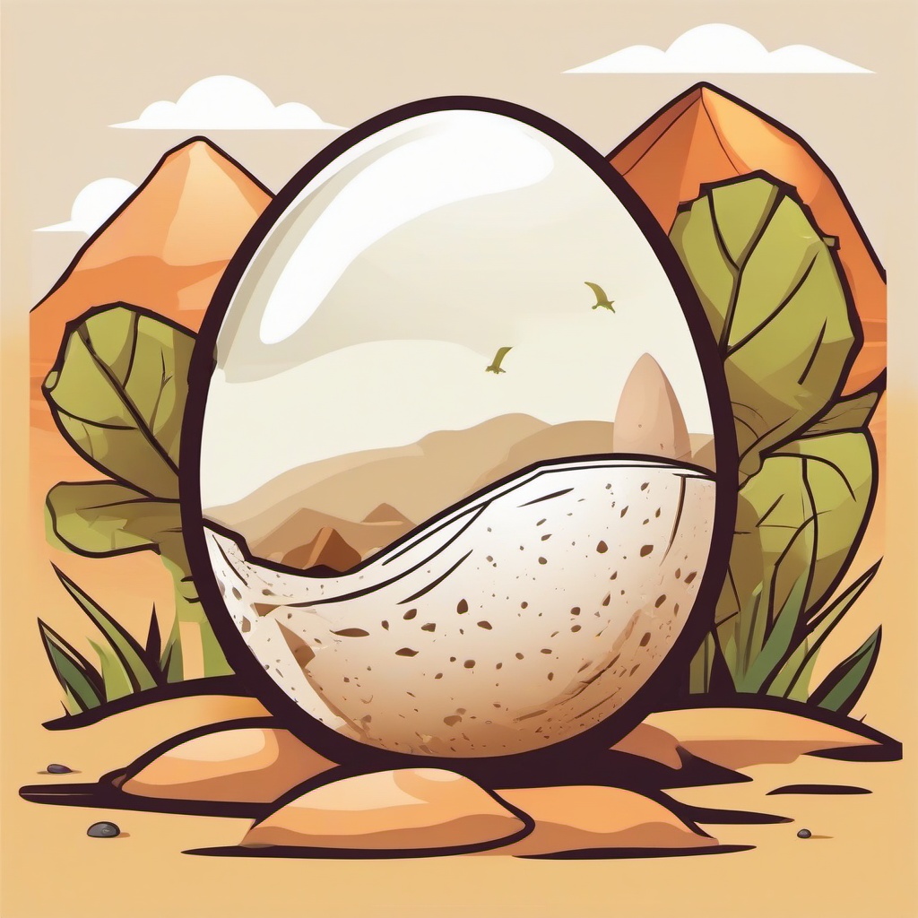 Egg clipart - dinosaur egg hatching in a prehistoric scene  color,minimalist,vector clipart