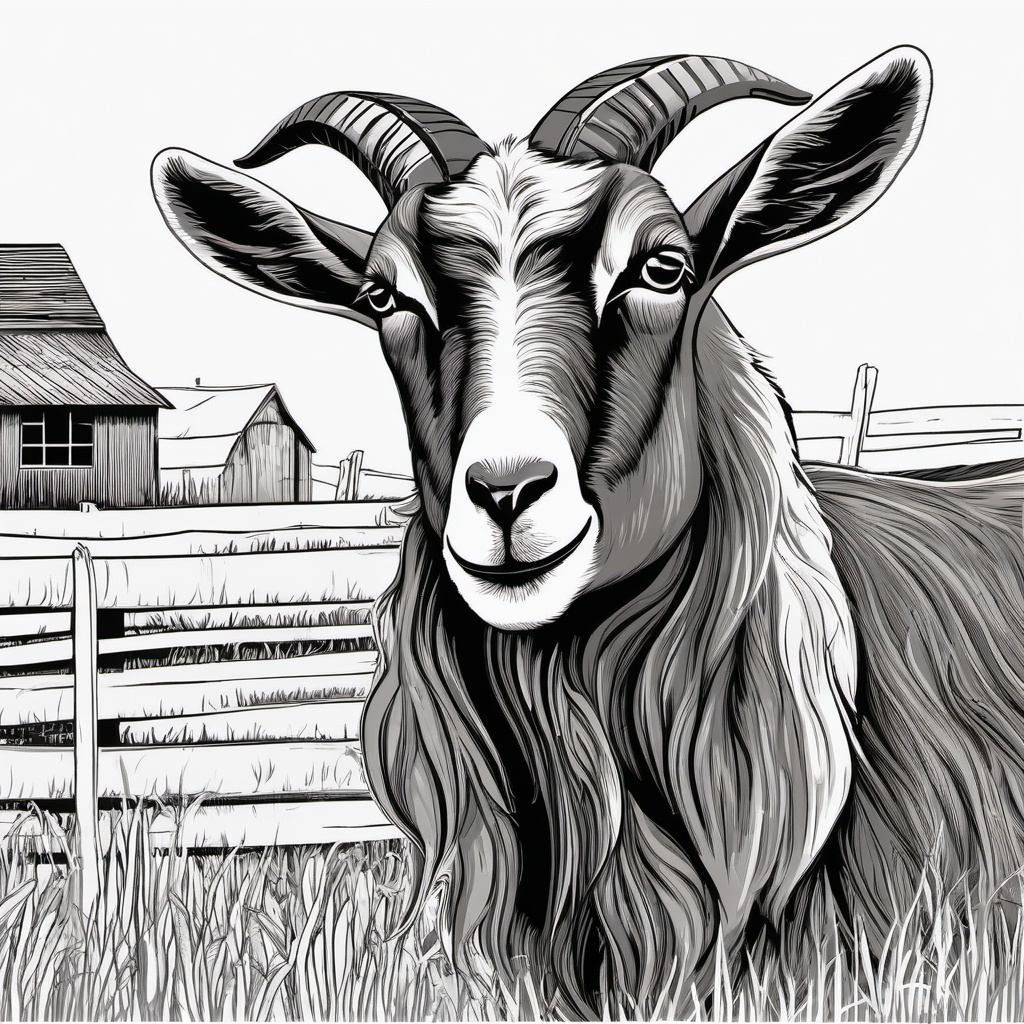 Goat clipart - goat in a farm setting  clipart