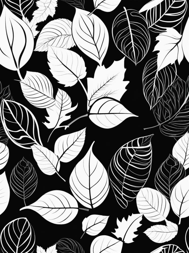 fall leaves clipart black and white 