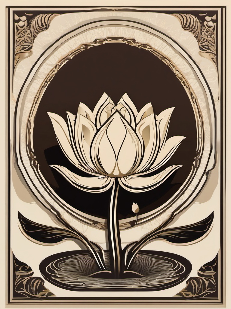 Lotus Clip Art - An elegant lotus flower with its roots in the mud,  color vector clipart, minimal style