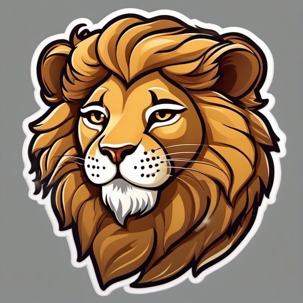 Lion cartoon - regal cat with a mane  cartoon sticker style