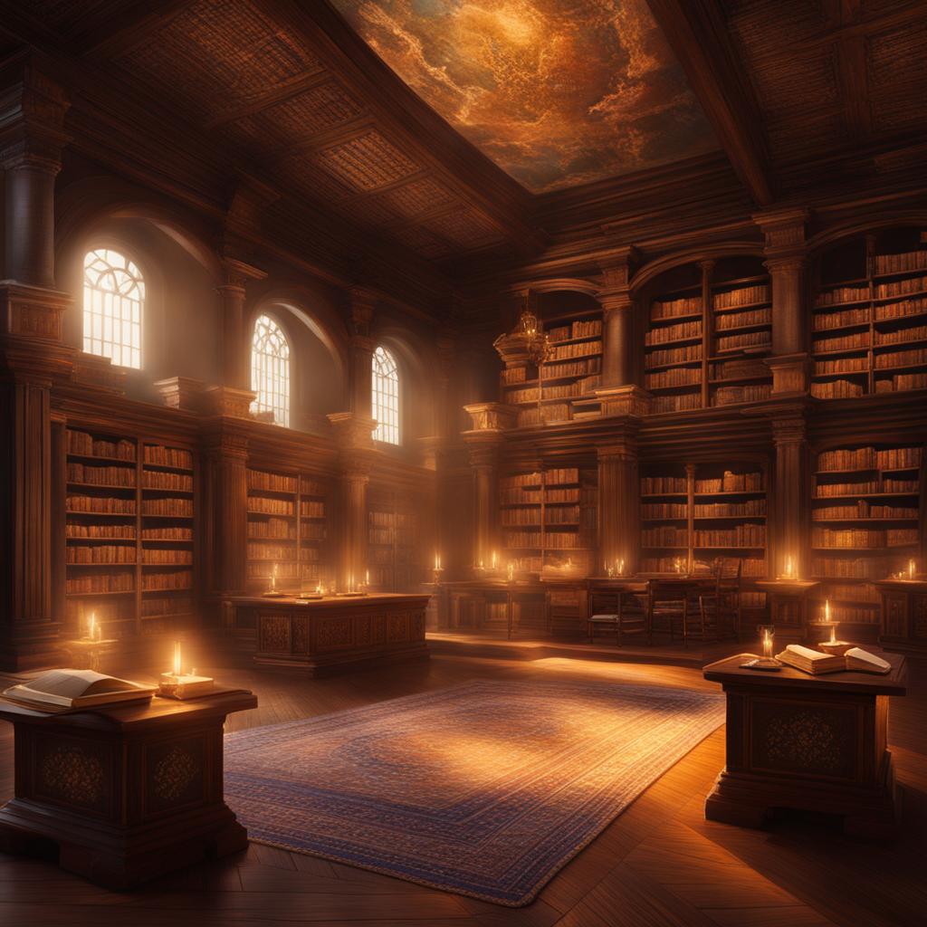 magical library - create an artwork of a grand library filled with ancient tomes and magical knowledge. 